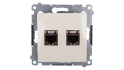 Simon 54 Gniazdo komputerowe podwójne 2xRJ45 kat.6 ekranowane z przesłoną kremowe D62E.01/41