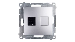 Simon 54 Gniazdo komputerowe pojedyncze RJ45 kat.6 z przesłoną srebrny mat D61.01/43