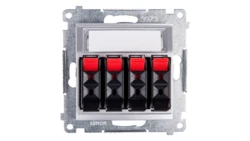 Simon 54 Gniazdo głośnikowe poczwórne srebrny mat DGL34.01/43