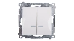 Simon 54 Łącznik bryzgoszczelny świecznikowy IP44 z podświetleniem, szybkozłącza, biały DW5BL.01/11