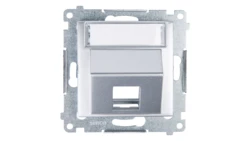 Simon 54 Pokrywa gniazda teleinformatycznego pojedynczego RJ skośna z polem opisowym srebrny mat DKP1S.01/43