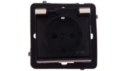 SONATA Gniazdo bryzgoszczelne z/u Schuko IP44 klapka przezroczysta szampański złoty GPH-1RS/m/39/d