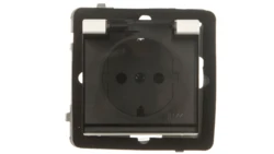 SONATA Gniazdo bryzgoszczelne z/u Schuko IP44 z przesłonami klapka przezroczysta ecru GPH-1RSP/m/27/d