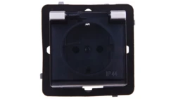 SONATA Gniazdo bryzgoszczelne z/u Schuko IP44 z przesłonami klapka przezroczysta srebro mat GPH-1RSP/m/38/d