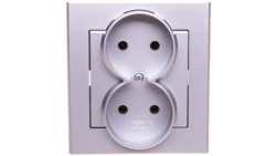 SONATA Gniazdo podwójne b/u srebro mat GP-2R/38