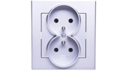 SONATA Gniazdo podwójne z/u srebro mat GP-2RZ/38