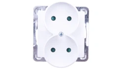 IMPRESJA Gniazdo podwójne b/u z przesłonami białe GP-2YRP/m/00