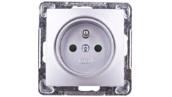 IMPRESJA Gniazdo pojedyncze z/u z przesłonami srebrne GP-1YZP/m/18