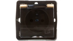 IMPRESJA Gniazdo bryzgoszczelne z/u IP44 klapka przezroczysta złoty metalik GPH-1YZ/m/28/d