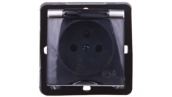 IMPRESJA Gniazdo bryzgoszczelne z/u IP44 z przesłonami klapka przezroczysta srebrne GPH-1YZP/m/18/d