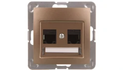 IMPRESJA Gniazdo komputerowe podwójne RJ45 kat.5e MMC złoty metalik GPK-2Y/K/m/28