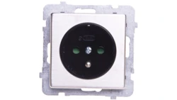 SONATA Gniazdo pojedyncze z/u z przesłonami stal inox GP-1RMZP/m/37