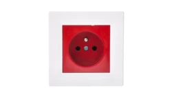 Gniazdo pojedyncze Asfora z/u czerwono-białe z ramką EPH2800421
