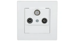 Gniazdo antenowe Asfora RTV-SAT przelotowe 4dB białe z ramką EPH3500221