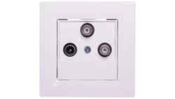 Gniazdo antenowe Asfora TV-SAT-SAT końcowe 1dB białe z ramką EPH3600121