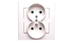 SONATA Gniazdo podwójne z/u z przesłonami ecru GP-2RZP/27