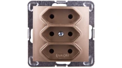 IMPRESJA Gniazdo potrójne b/u 2,5A EURO złoty metalik GP-3Y/m/28