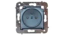 CARLA Gniazdo pojedyncze z/u IP44 z klapką transparentną i przesłonami białe 1766-10