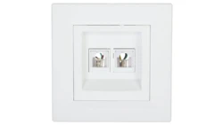 Gniazdo telefoniczne Asfora podwójne 2xRJ11 białe z ramką EPH4200121