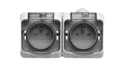 Cedar Plus Gniazdo hermetyczne podwójne z/u 16A IP44 szare WDE000624