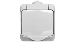 Cedar Plus Gniazdo hermetyczne z/u z klapką i przesłonami 16A IP44 szare WDE000640