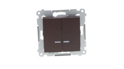 Simon 54 Łącznik bryzgoszczelny świecznikowy IP44, szybkozłącza, z podświetleniem brąz mat DW5BL.01/46