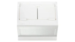 Simon Connect Płytka K45 gniazda teleinformatycznego podwójnego 2xRJ skośna z przesłoną czysta biel KB80/