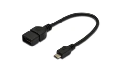 Kabel połączeniowy USB 2.0 OTG Typ microUSB B/USB A, M/Ż czarny 0,2m AK-300309-002-S
