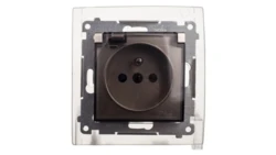 Simon 54 Gniazdo bryzgoszczelne z/u IP44 z klapką transparentną złoty mat DGZ1BZ.01/44A