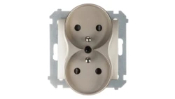 Simon 54 Gniazdo podwójne z/u 16A IP20 z przesłoną torów złoty mat DGZ2MZ.01/44