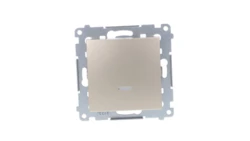 Simon 54 Łącznik jednobiegunowy z podświetleniem, szybkozłącza, złoty mat DW1L.01/44