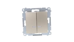 Simon 54 Łącznik bryzgoszczelny świecznikowy IP44 z podświetleniem, szybkozłącza, złoty mat DW5BL.01/44