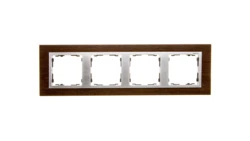 Simon 82 Ramka poczwórna pozioma drewniana wenge/ ramka pośrednia aluminium mat 82947-65