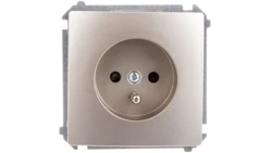 Simon Basic Gniazdo pojedyncze z/u 16A IP20 z przesłoną torów satyna metalizowana BMGZ1z.01/29