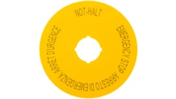 Tabliczka opisowa żółta okrągła fi90 EMERGENCY STOP M22-XAK11 121085