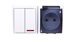 FALA Łącznik hermetyczny świecznikowy z podświetleniem + gniazdo z/u biały ZH-Ł2SG/00/d