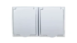 FALA Gniazdo hermetyczne podwójne z/u IP44 klapka biała GNH-2HZ/00/w