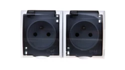 FALA Gniazdo hermetyczne podwójne z/u IP44 z przesłonami klapka przezroczysta białe GNH-2HZP/00/d