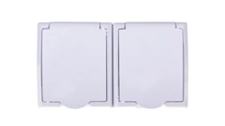 FALA Gniazdo hermetyczne podwójne z/u IP44 z przesłonami klapka biała GNH-2HZP/00/w