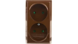 BIS Gniazdo podwójne b/u z przesłonami brązowe GN-2BP/24