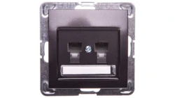 IMPRESJA Gniazdo telefoniczne podwójne RJ11 równoległe antracyt GPT-2YR/m/50