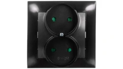 IMPRESJA Gniazdo podwójne b/u z przesłonami antracyt GP-2YP/50