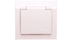 KIER Gniazdo bryzgoszczelne z/u IP44 z przesłonami klapka beżowa GPH-1WZP/01/w