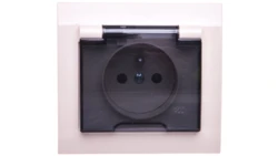 KIER Gniazdo bryzgoszczelne z/u IP44 z przesłonami klapka przezroczysta beżowe GPH-1WZP/01/d