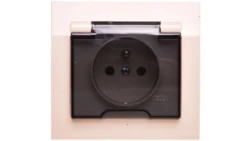 KIER Gniazdo bryzgoszczelne z/u IP44 klapka przezroczysta beżowe GPH-1WZ/01/d