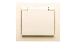 KIER Gniazdo bryzgoszczelne z/u Schuko IP44 z przesłonami klapka beżowa GPH-1WSP/01/w