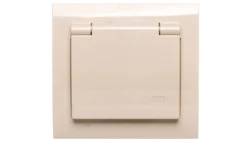 KIER Gniazdo bryzgoszczelne z/u Schuko IP44 klapka beżowa GPH-1WS/01/w