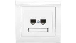 KIER Gniazdo telefoniczne podwójne RJ11 równoległe białe GPT-2WR/00