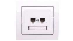 KIER Gniazdo telefoniczne podwójne RJ11 niezależne białe GPT-2WN/00