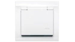 KIER Gniazdo bryzgoszczelne z/u IP44 z przesłonami klapka biała GPH-1WZP/00/w